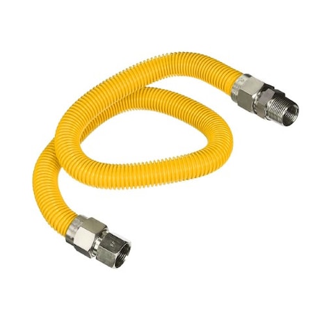 Gas Line Hose 5/8'' O.D.x24'' Len 3/4 FIPxMIP Fittings Yellow Coated Stainless Steel Flexible